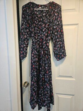 Gap Blue Long Sleeve Dress with Flower Design